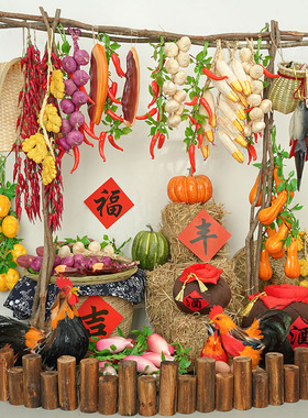 幼儿园秋收冬藏秋收环创仿真蔬菜挂件水果玉米装饰农家乐模型道具