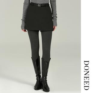 DONEED2025冬季新款A字裙裤短款高腰配皮带时尚百搭