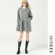 DONEED2025秋简约圆领休闲时尚 偏大 宽松纯色长袖 A字卫衣裙女