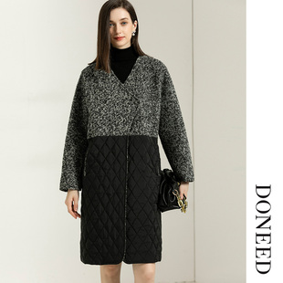 DONEED2025秋冬文艺气质个性拼接款式廓形保暖飒爽不对称羽绒服
