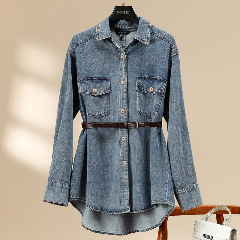 复古港风牛仔工装衬衫式百搭外套