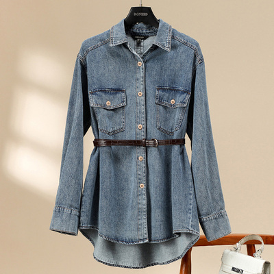 复古港风牛仔工装衬衫式百搭外套