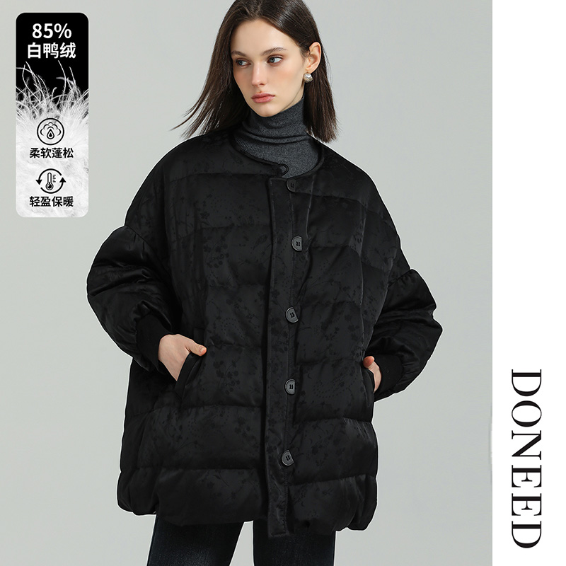 复古新中式花卉提花外套羽绒服