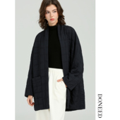 DONEED2025秋冬新款 复古风方形格子宽松休闲百搭风衣外套女