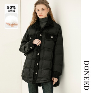 DONEED秋冬款时尚休闲保暖防风舒适宽松气质小香风羽绒服外套女