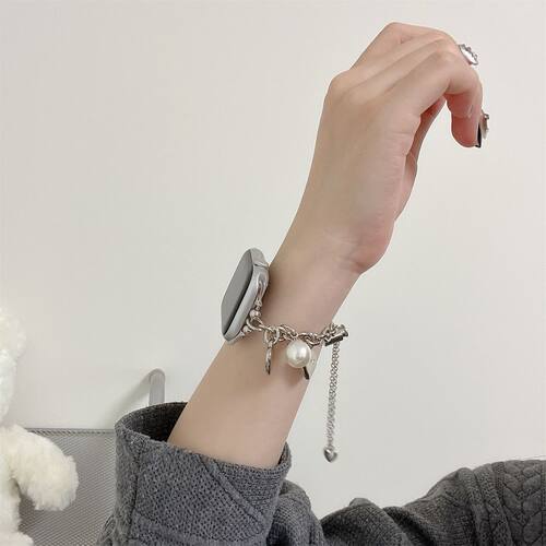 珍珠链条表带适用苹果手表