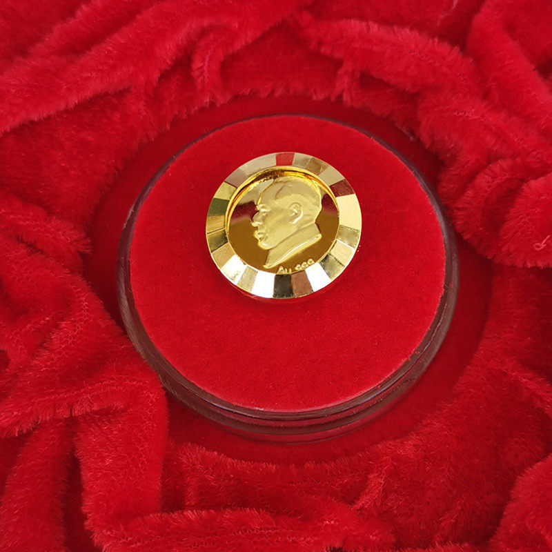 毛主席章头像纯金胸针西装配饰礼盒装扣针毛爷爷金色徽章胸花饰品