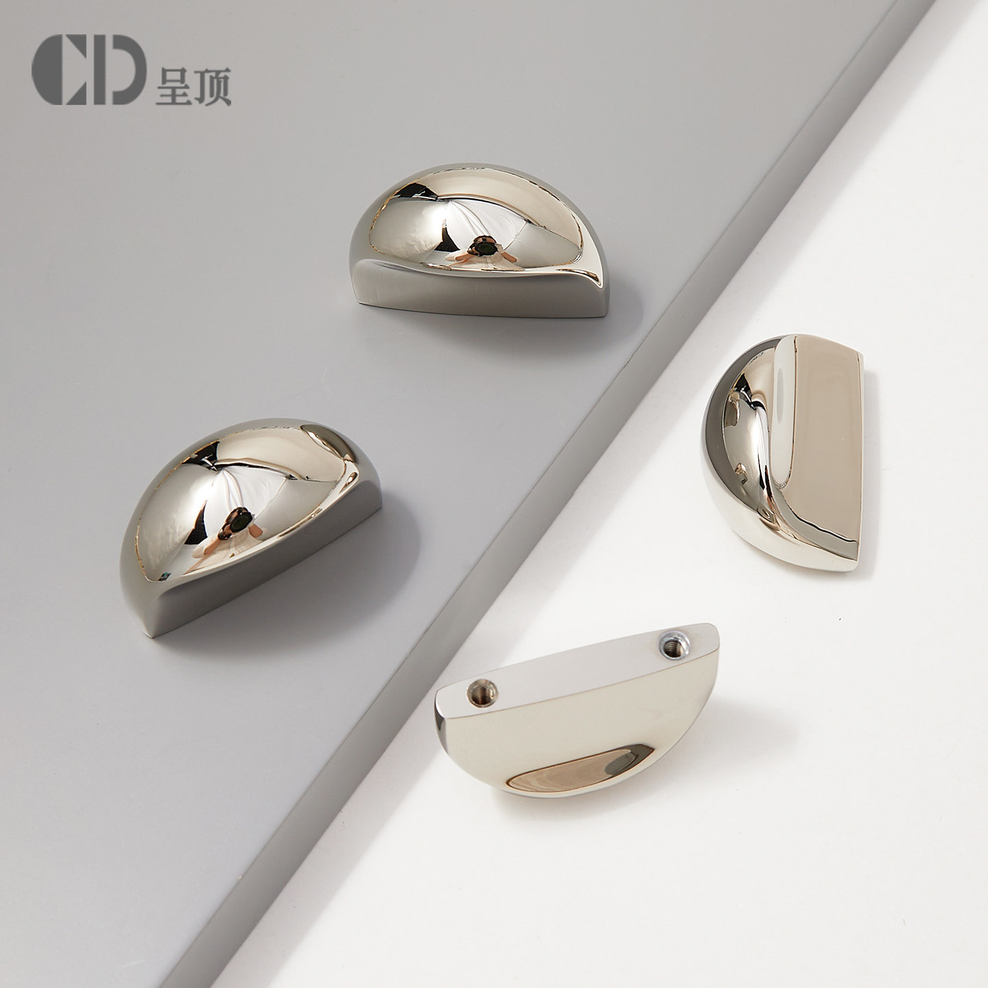 钛银色半圆小拉手黄铜法式衣柜门抽屉厨房橱柜现代简约中古风把手,基础建材,小拉手,淘宝优惠券,粉丝福利购,淘宝优惠卷