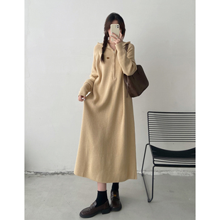 胖妹妹中长款针织衫2025秋冬季新款大码直筒宽松毛衣裙打底连衣裙