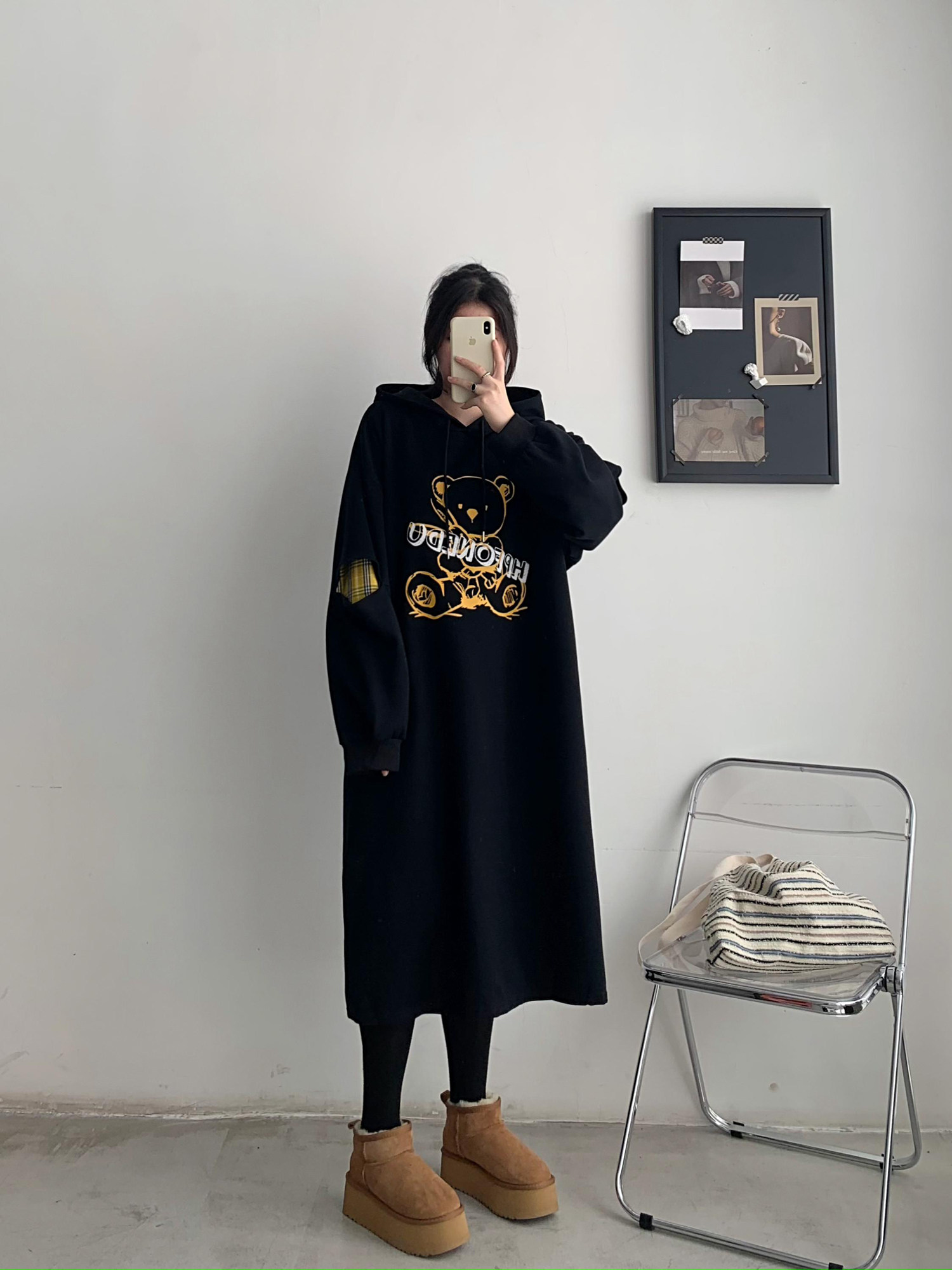 过膝连帽卫衣裙女2025春秋新款大码宽松显瘦休闲拼接长袖连衣裙潮,女装/女士精品,连衣裙,淘宝优惠券,粉丝福利购,淘宝优惠卷