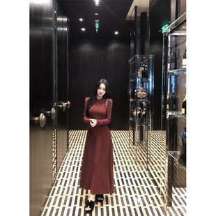 气质辣妹收腰显瘦a字裙长裙 连衣裙子女2025秋冬新款 法式 红色长袖