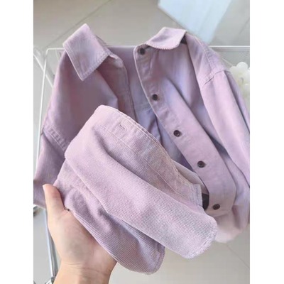 温柔芋紫色灯芯绒衬衫女
