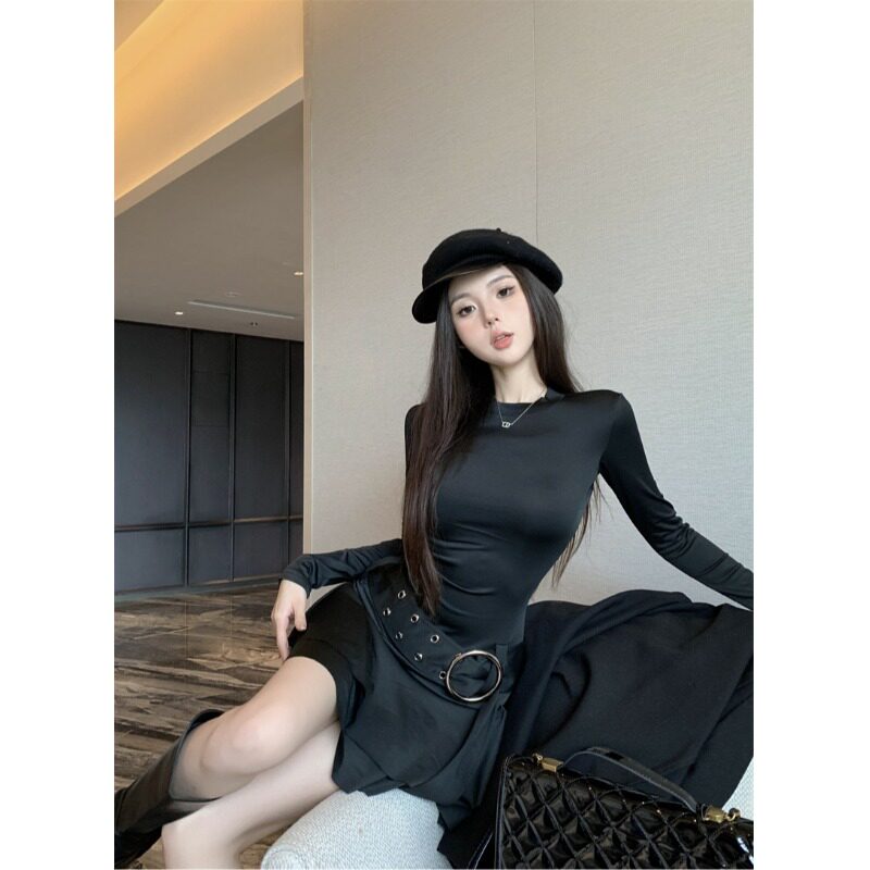 甜酷辣妹腰带设计感收腰显瘦裙子