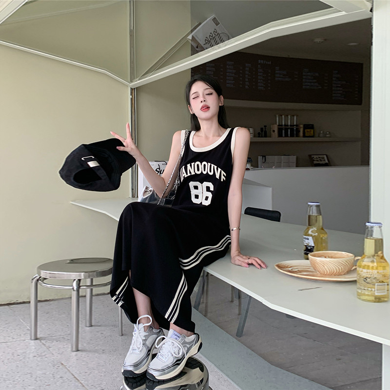 无袖背心连衣裙女夏季2026新款美式复古小众宽松慵懒风及踝长裙