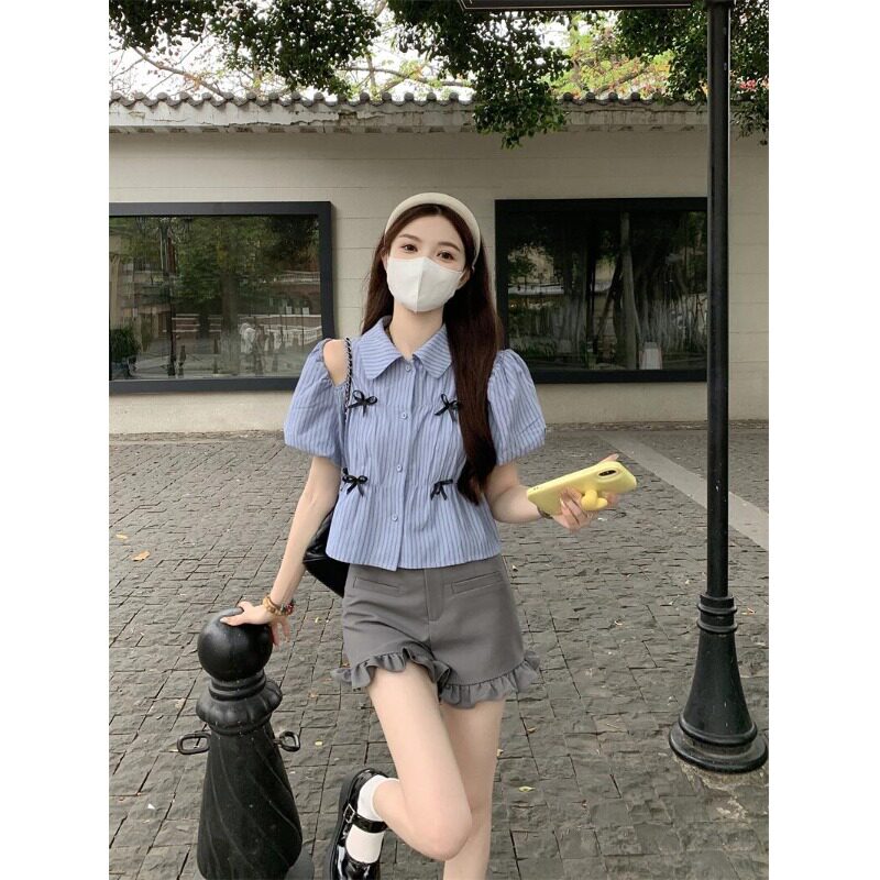 夏装搭配奶系茶系穿搭一整套小香学院风艺术生奶乖夏天两件套装女