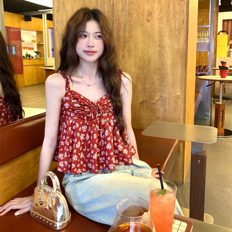 夏季新款韩系碎花显瘦吊带背心