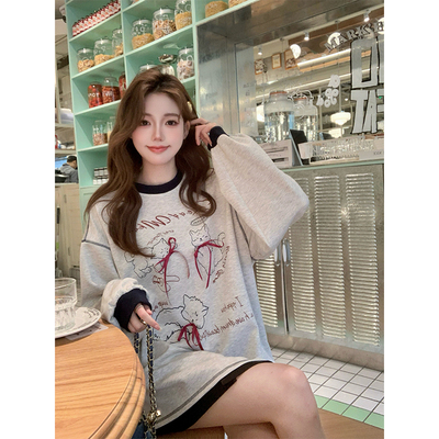 韩系可爱卡通小猫印花卫衣