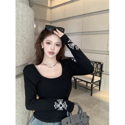 美式辣妹印花长袖T恤打底衫