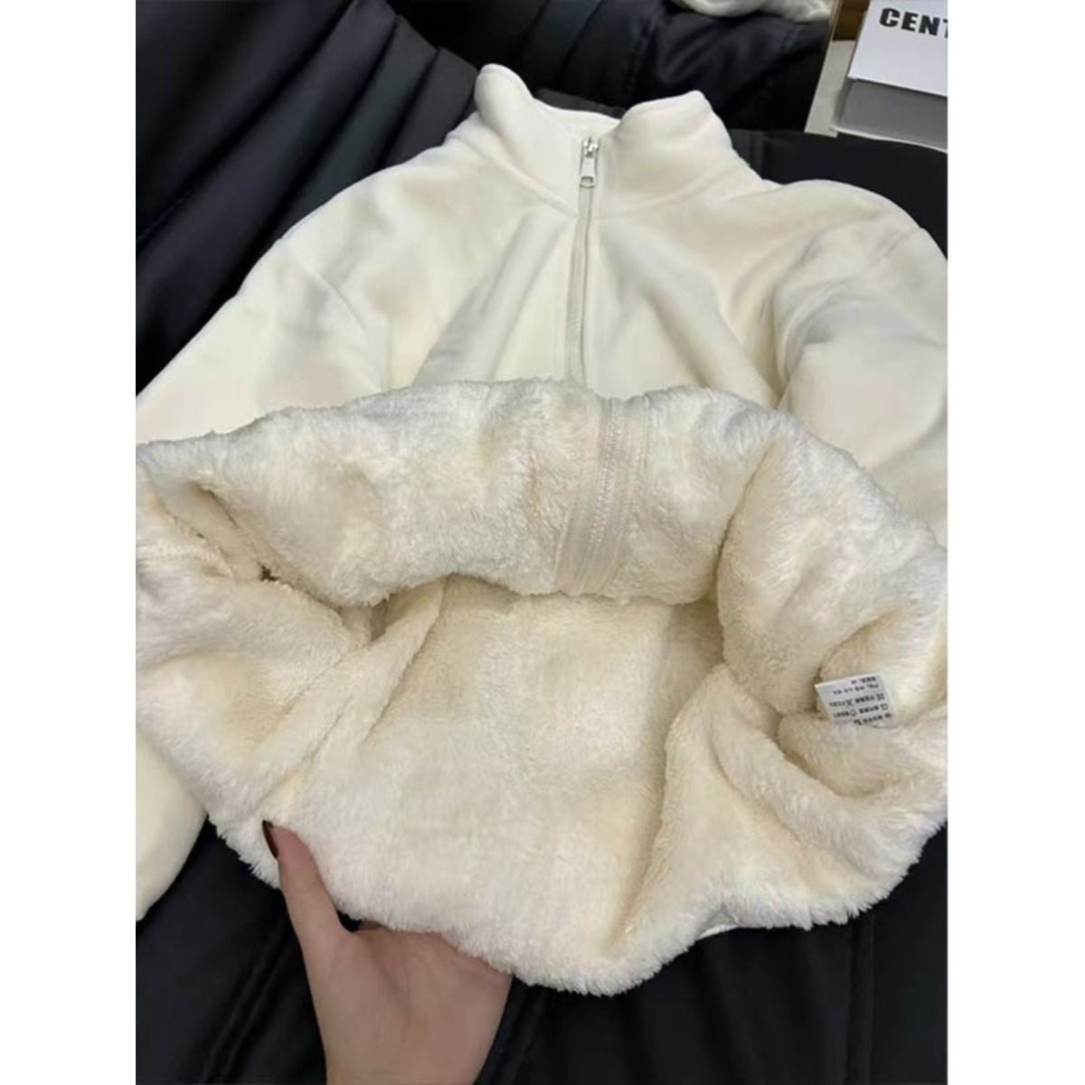 甜美学院摇粒绒保暖羊羔毛卫衣女秋冬季宽松加绒加厚立领学生外套