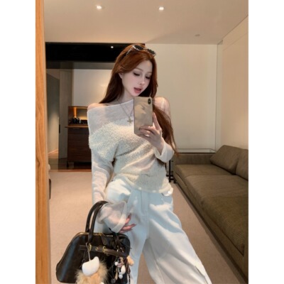 甜辣镂空针织衫女2025春季新款