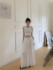 时尚 韩系薄款 三件套 打底吊带背心白色长裙女秋季 2024新款 长袖 开衫