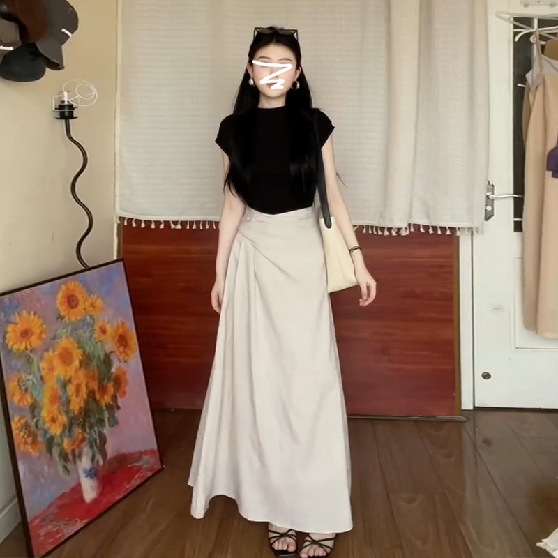 套装女2026夏季新款韩系减龄温柔风修身短袖T恤上衣高腰半身裙潮