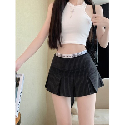 假两件拼接辣妹半身裙