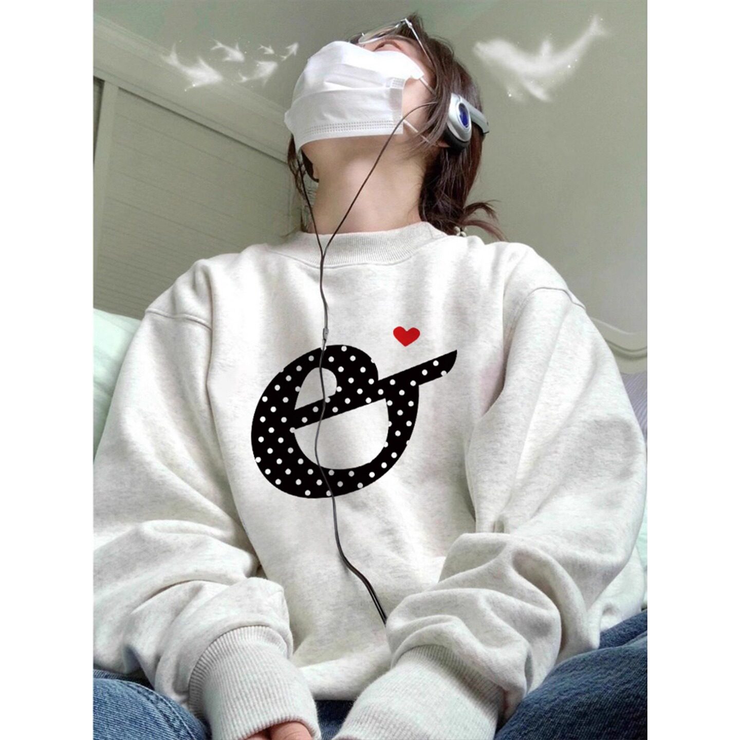 美式复古套头无帽卫衣女加绒宽松慵懒风圆领2026早秋正肩长袖上衣