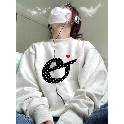 美式复古套头无帽卫衣女