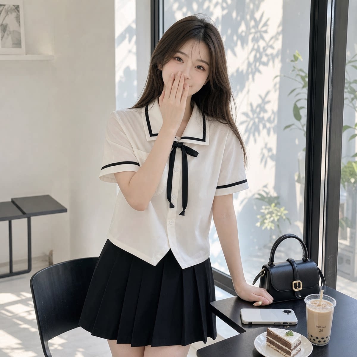 夏季JK制服学院风短款显瘦衬衫
