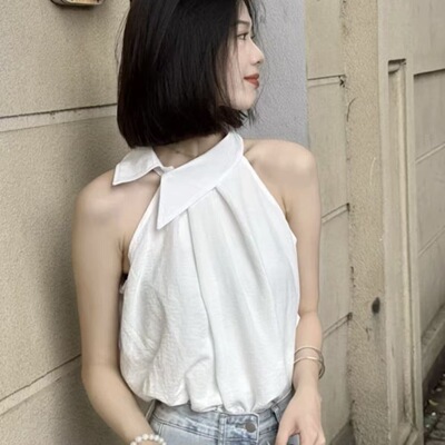 性感无袖挂脖露肩背心吊带