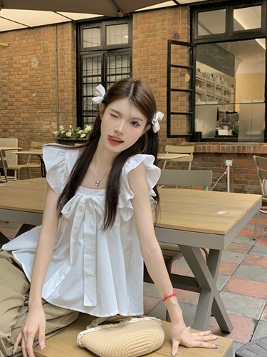 小飞袖衬衫女方领衬衣