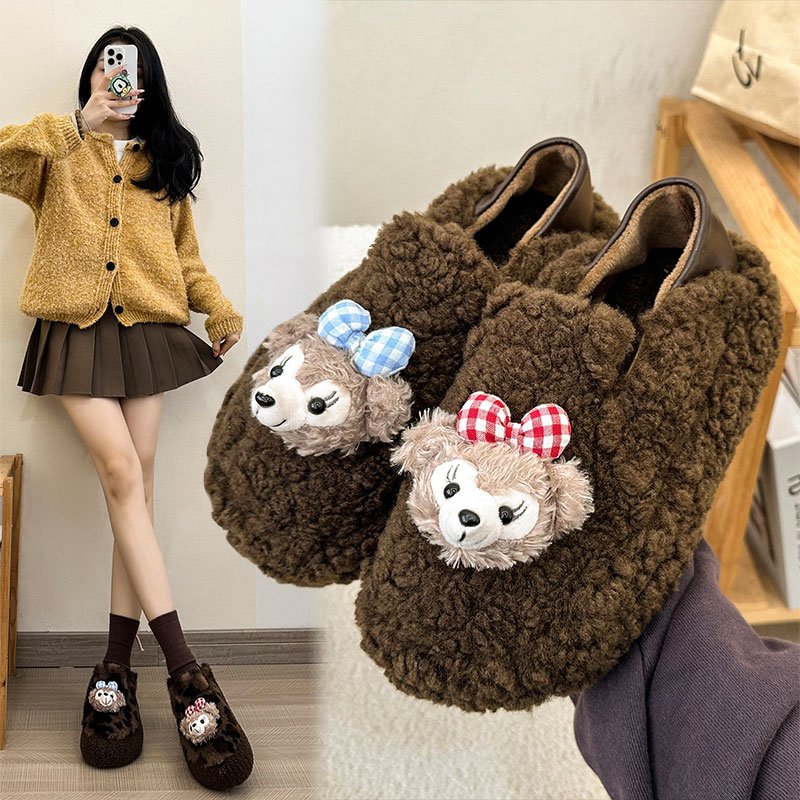 可爱卡通毛毛鞋女冬季厚底