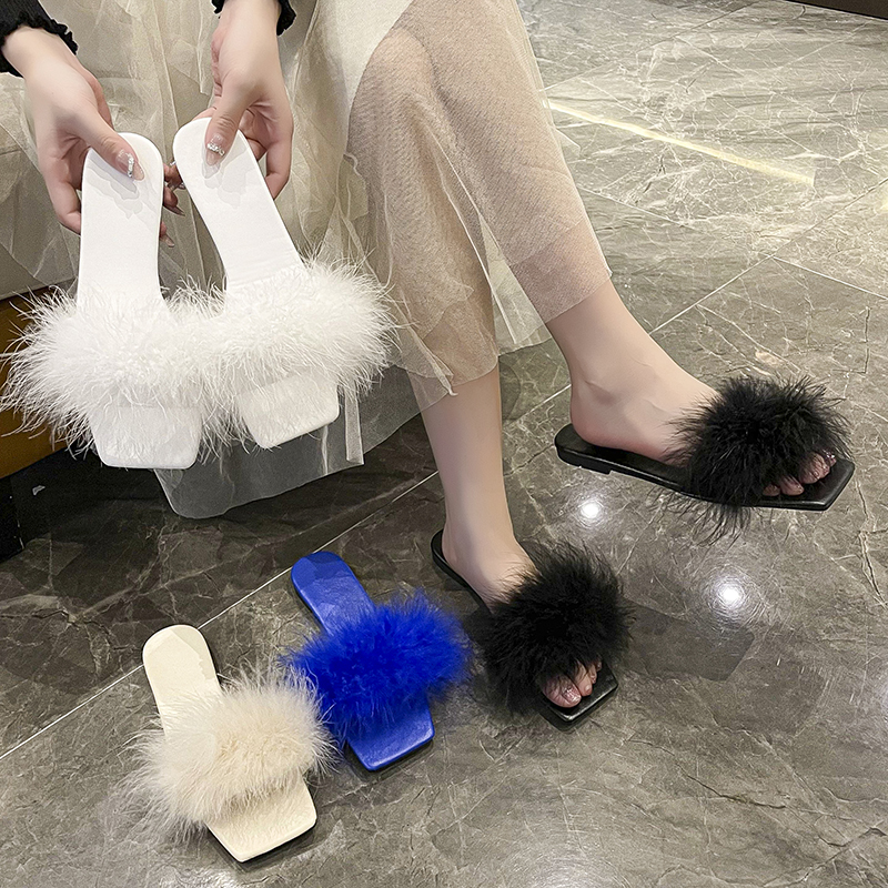 2022平底毛毛拖鞋韩版