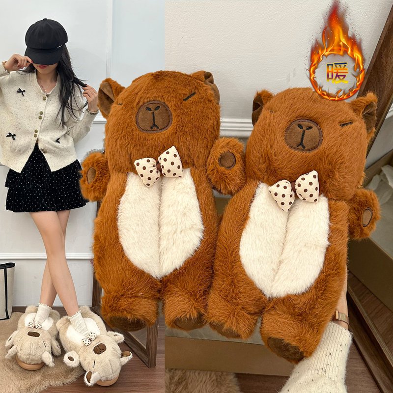 时尚可爱卡皮巴拉毛毛鞋秋冬保暖