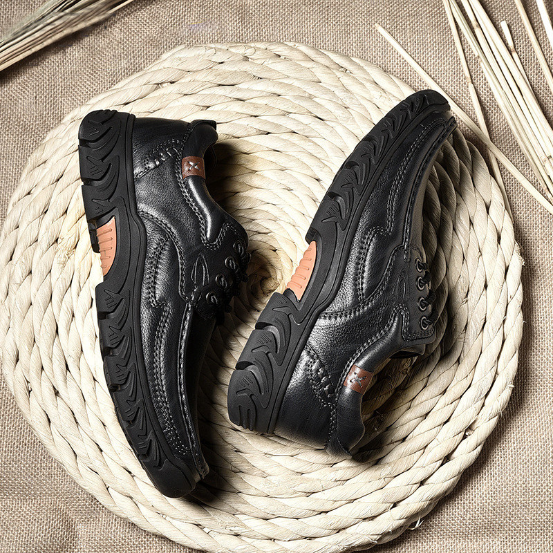 德国骆驼动感春季头层牛皮男士休闲皮鞋真皮中年软底软面皮爸爸鞋