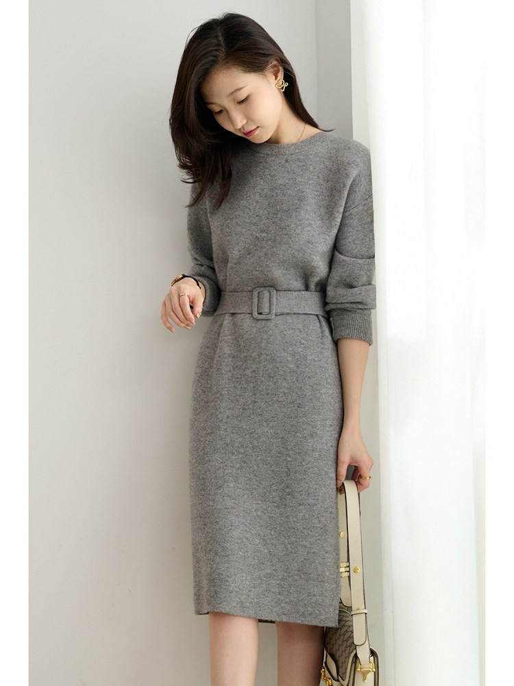 코트 스웨터 스커트가 포함된 2023년 신작 인기 가을 겨울 스타일 중간 길이 바닥 니트 드레스