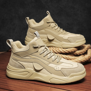 中帮男鞋秋冬季运动休闲板鞋男款透气复古潮流户外旅游登山鞋潮鞋