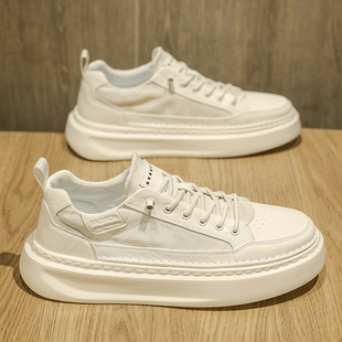 小白鞋男款夏季薄款透气厚底休闲男鞋百搭布鞋高级感板鞋夏款潮鞋