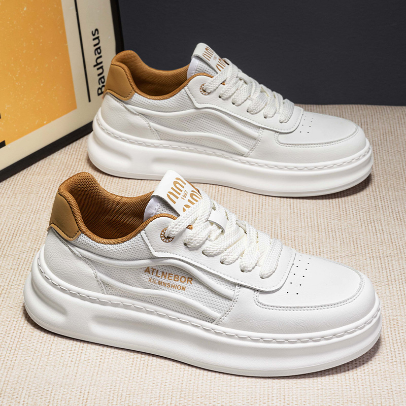 小白鞋男款夏季网布透气厚底板鞋男士高级感休闲运动百搭潮鞋夏款