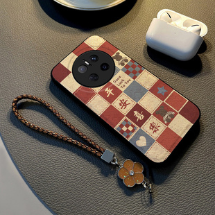 挂绳手链级感潮牌文字外壳 布纹硅胶网红女款 适用于华为mate70手机壳新款 mate70pro保护套全包防摔mate70pro