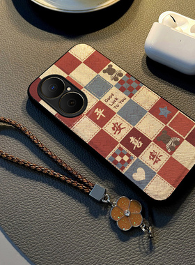 适用于华为畅享80手机壳新款畅享70保护套畅享70Propro防摔布纹硅胶网红挂绳女款高级感格纹潮牌简约外壳