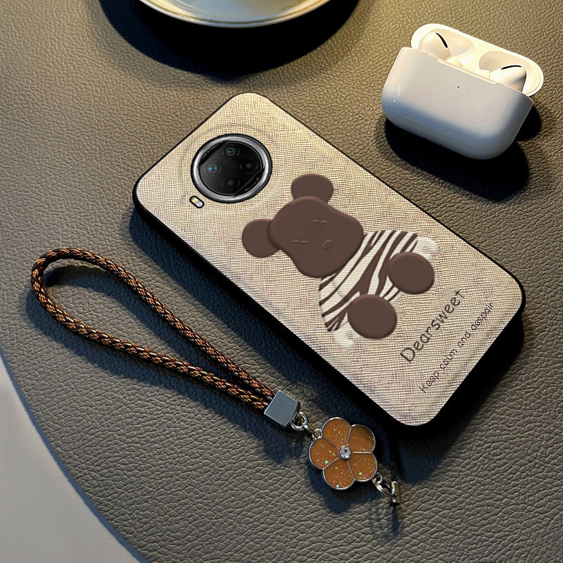 适用红米note9pro布纹卡通全包