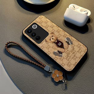 外壳 挂绳s16e高级感E潮牌简约卡通熊个性 适用于vivos16手机壳新款 s15pro保护套全包防摔s12布纹硅胶网红女款