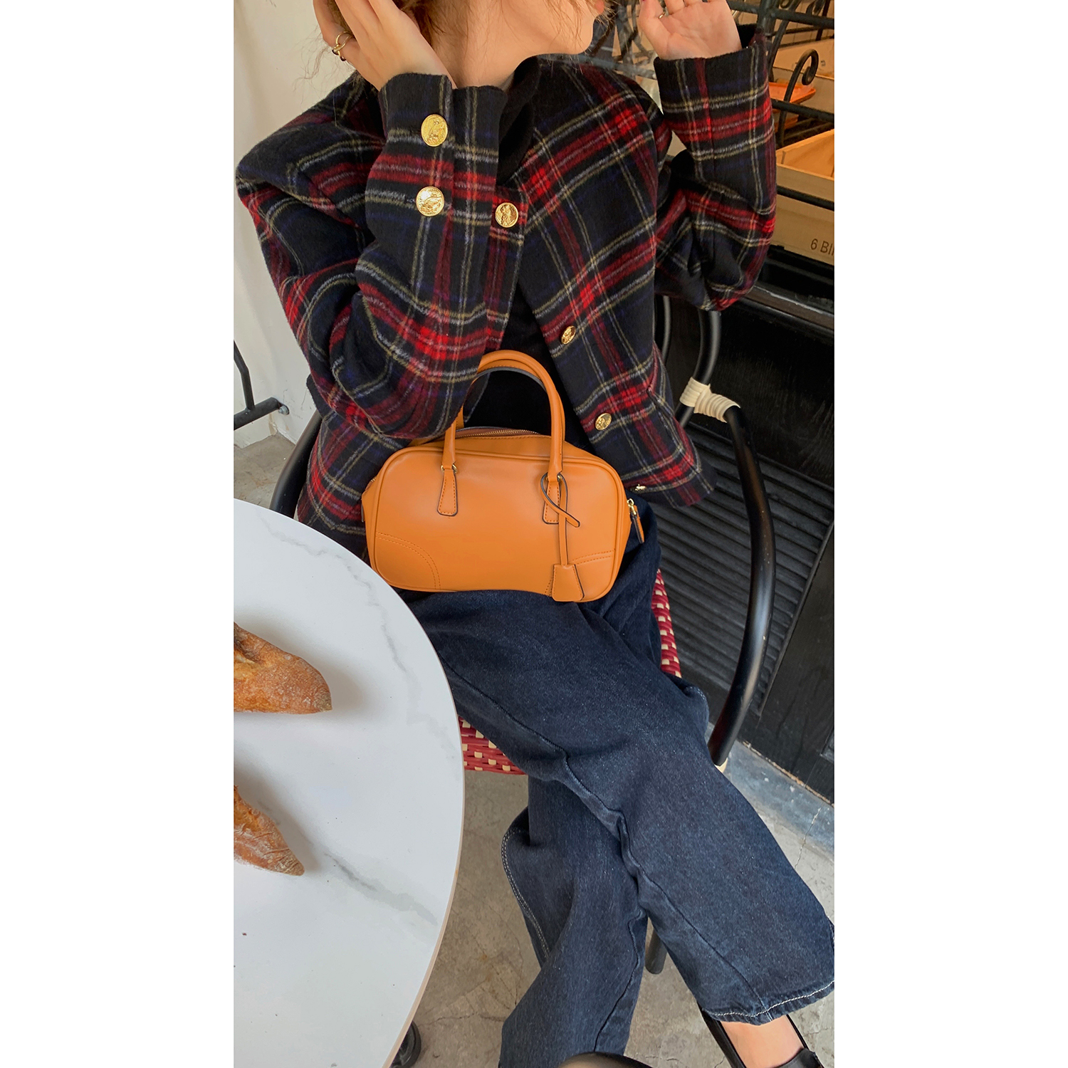 韩版新款高腰显瘦直筒蓝色牛仔裤