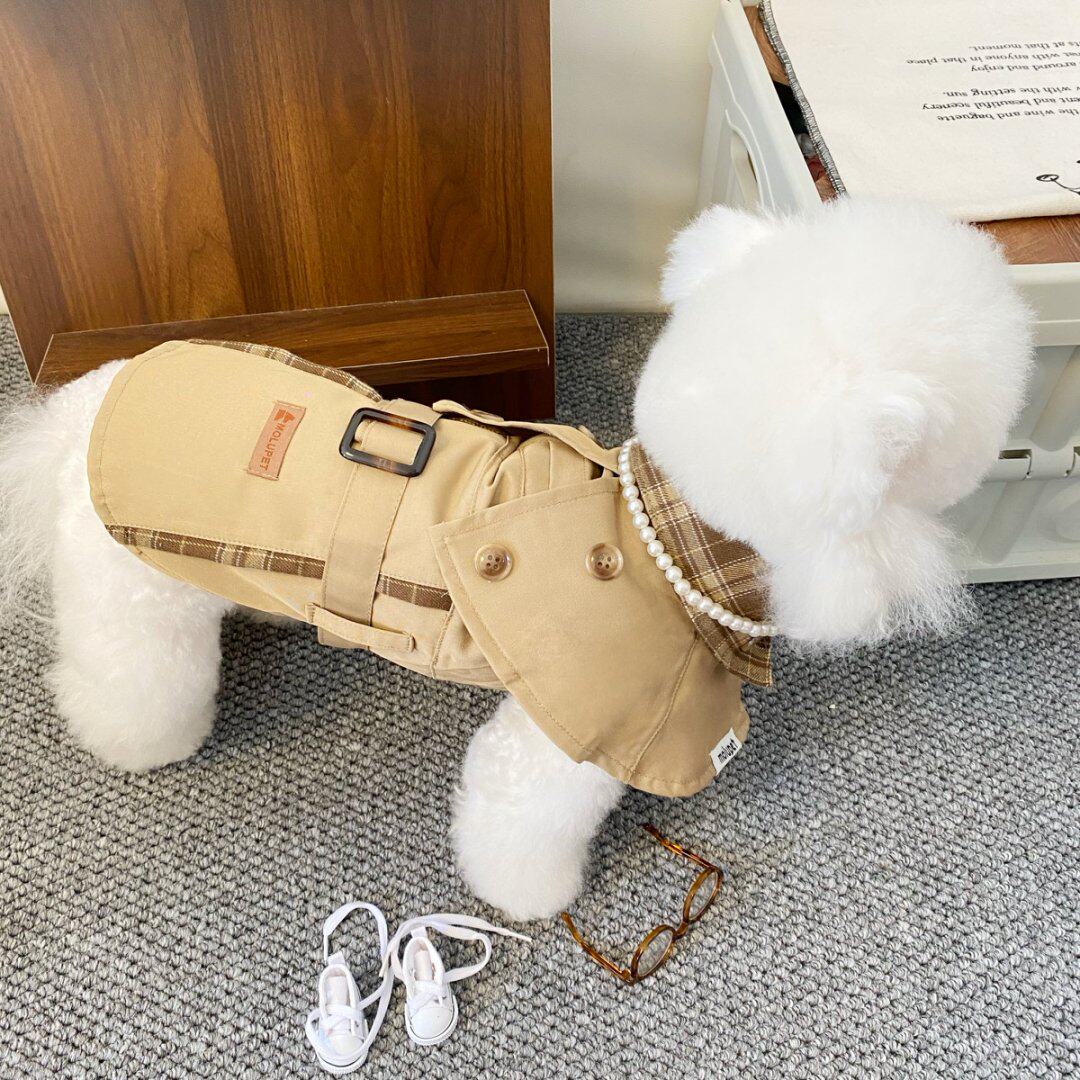 宠物服装秋冬英伦风复古外套风衣中小型犬比熊西高地猫猫狗狗风衣