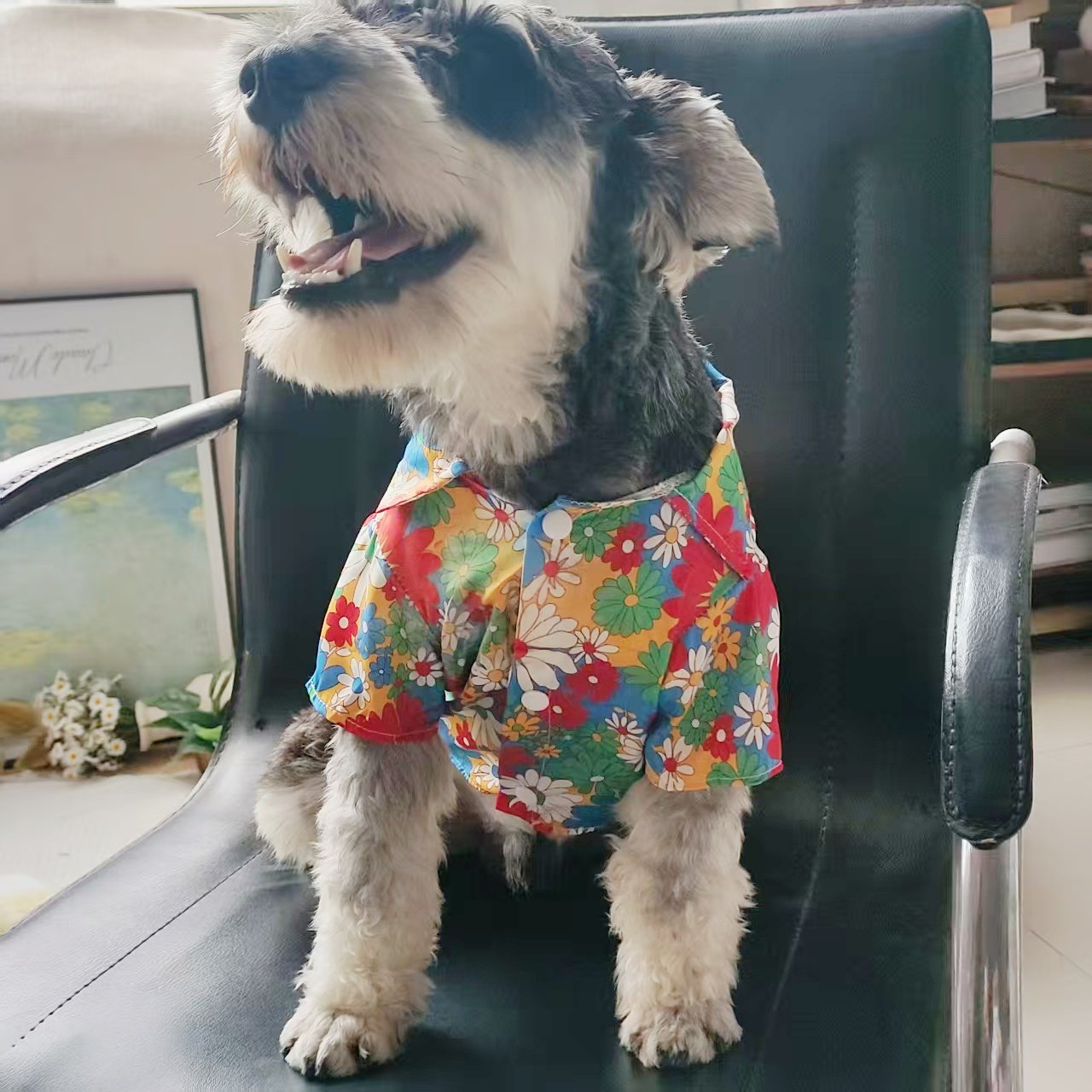狗狗衣服夏季透气花衬衫薄款雪纳瑞比熊泰迪柴犬沙滩宠物衬衫个性