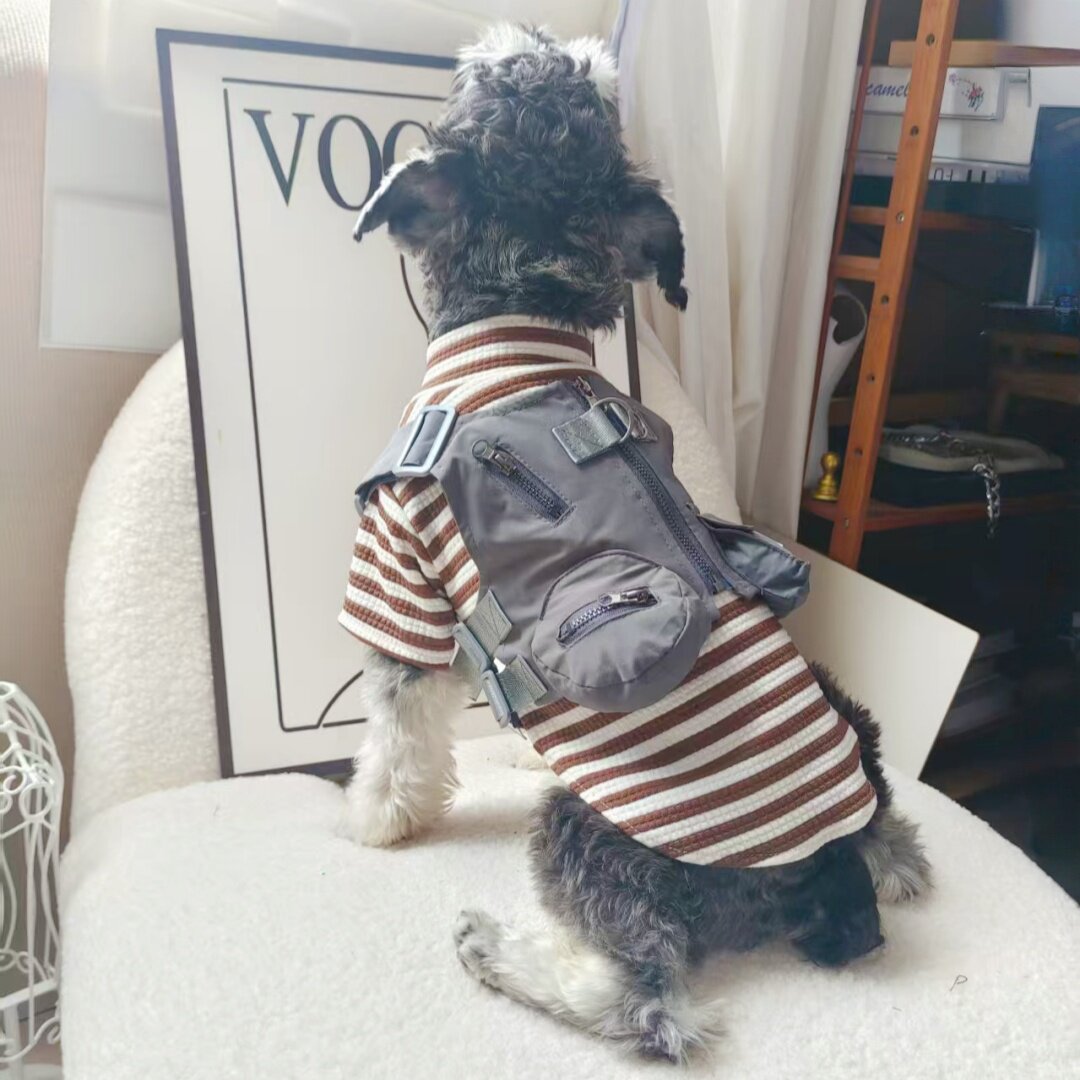 狗狗衣服四季通穿帅气工装马甲背心宠物牵引雪纳瑞比熊柴犬西高地
