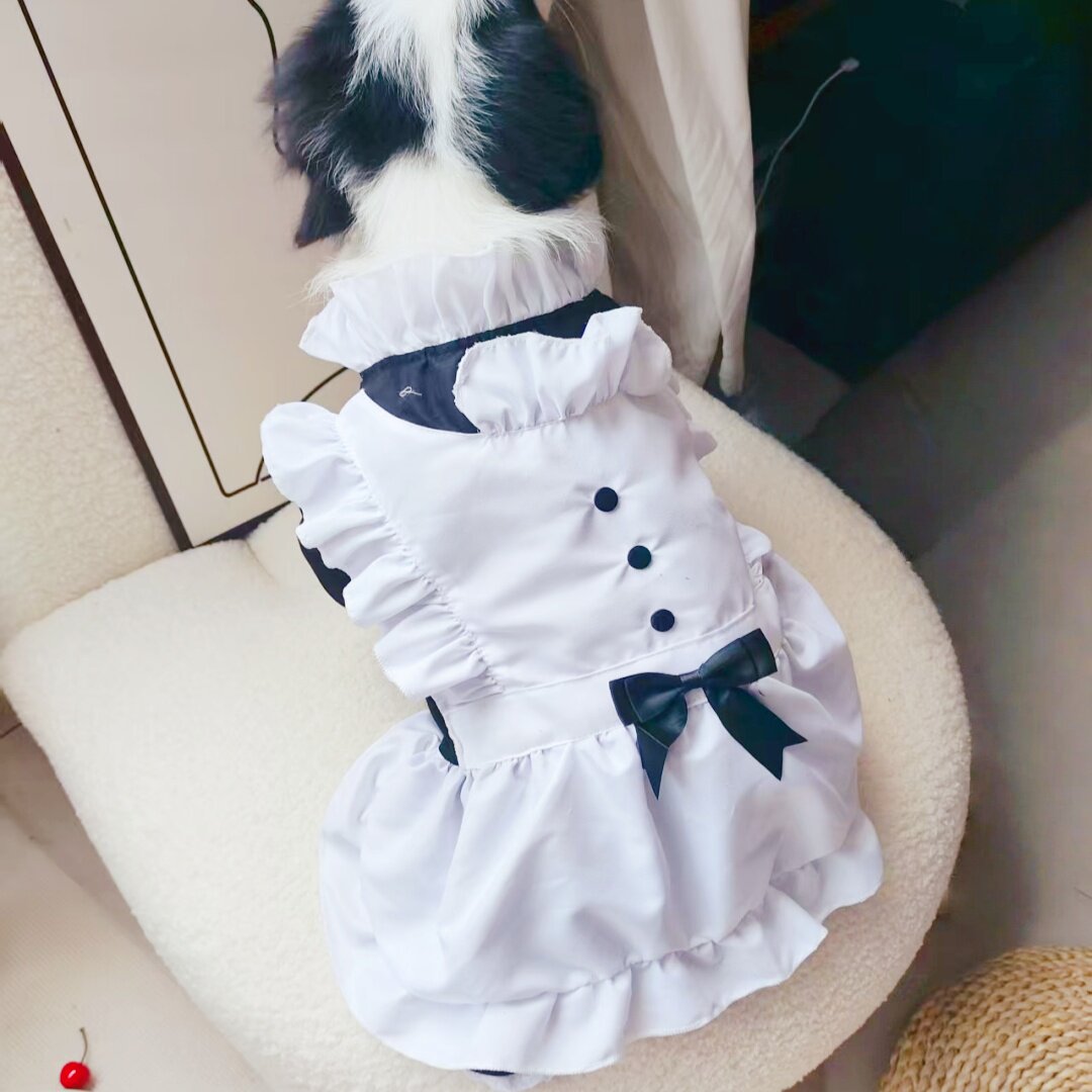 宠物狗狗衣服春夏薄款大型犬黑白女佣裙金毛拉布拉多边牧萨摩耶