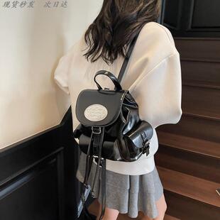 韩版 简约少女双肩包 小众设计时尚 多口袋女士双肩小背包2025夏新款